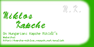 miklos kapche business card